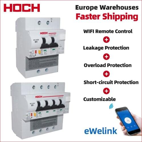 HOCH ZJSB RCBO Leakage Protection WIFI Circuit Breaker FACTORY Timer Remote Control 2P 4P eWelink App Wireless Smart Switch