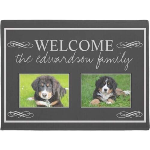 Personalized Custom Doormat Rustic Custom photo family name welcome Doormat Home Decoration Entry Non-slip Door Mat Rubber Washa