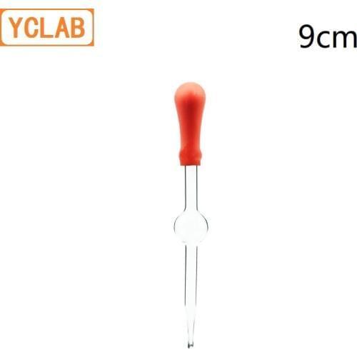 YCLAB 9cm Dropping Pipette Clear Glass Straight Tip with Lone Bulb Latex Rubber Nipple Chemical Experiment Essential Oil Makeup
