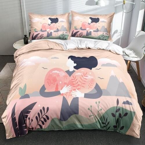 3D Custom Design White Linens Bed Sets Quilt Cover Set Comforter Covers Pillowcases King Queen Full Twin Size Valentine Beddings