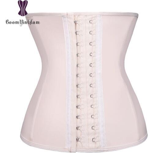 High quality black nude color waist cincher shaper girdle corset 3 hooks 9 steel boned latex waist trainer 934
