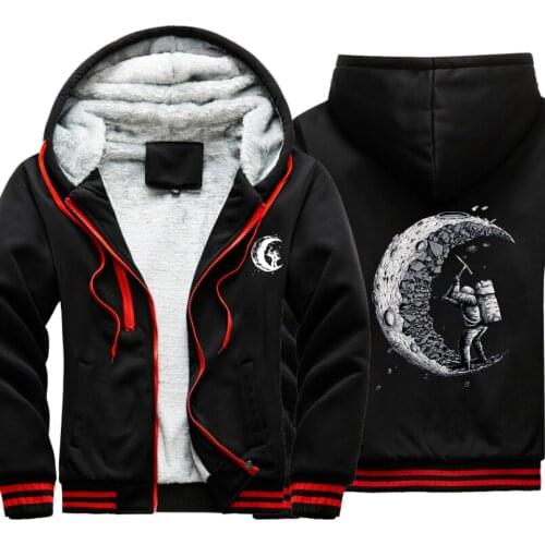 Digging the moon funny men coat outwear windbreak Male Jacket warm hoodie men thick Camouflage Sleeve causal winter Mens Jacket