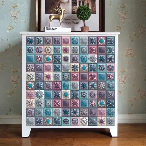 Wall Stickers Mandala Tile Sticker High Quality Pvc Self-Adhesive Sticker Kitchen Floor Bathroom Home Renovation Art Mural Decor