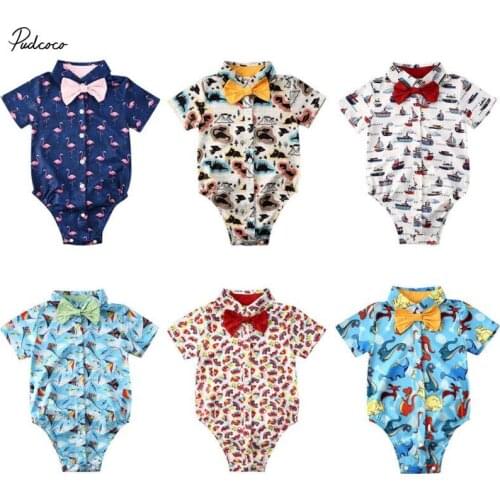 2020 new Baby Summer Clothing Toddler Infant Baby Boy Gentleman Clothes Short Sleeve Romper Short Sleeve Jumpsuit Outfit