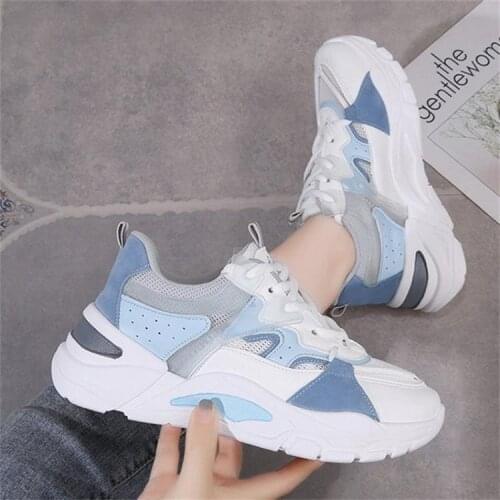 NAUSK 2021 New Fashion Sneakers Flat Shoes Womens Sports Shoes Women Thick-soled Running Breathable Mesh Lightweight Sneakers