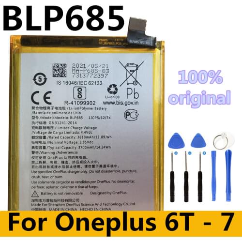 New Original High Quality Battery 3700mAh For OnePlus 6T A6010 BLP685 Mobile Phone Battery + Free Tools