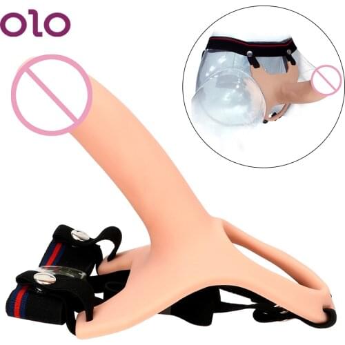 OLO Strap On Dildo Penis Sleeve Wearing Panties for Penis Enlargement Extender Sex Toys for Men Gay Male Silicone Realistic