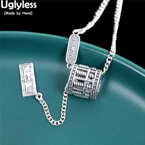 Uglyless Popular Instagram Stylish Multi Young Elements Necklaces for Women 925 Silver Dollar Tassels Pendants +Chain 925 Silver