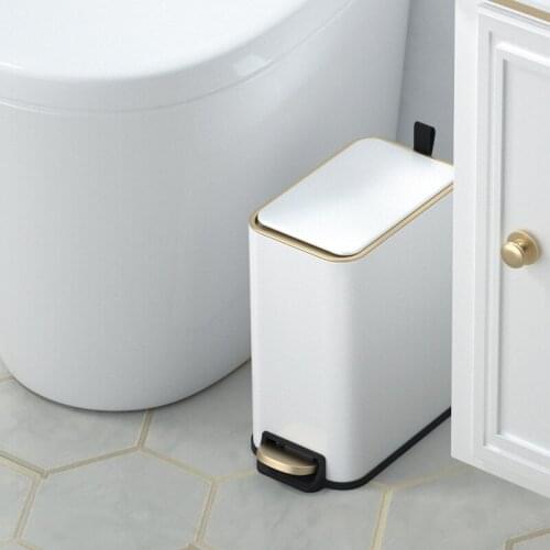 Portable Rectangular Trash Can Luxury Household Stainless Steel Toilet Waste Bin Kitchen Cubo Basura Home Products DG50WB
