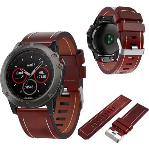 26mm Leather Watch Band Strap for Garmin Fenix 5X 5XPlus 6X 3 3HR Smart Watchband Wristband Sport Replacement Bracelet Strap