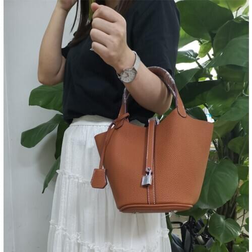 Luxury Women Bucket Bag 2021 New Fashion Solid Color Lady Bag Good Quality Ostrich Skin Bucket Handbag