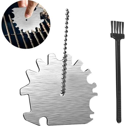 Grill Scraper Tool Stainless Steel BBQ Grill Brush Bristle Free Cleaner Bottle Opener Accessories Gifts For Men BBQ Grill Clean