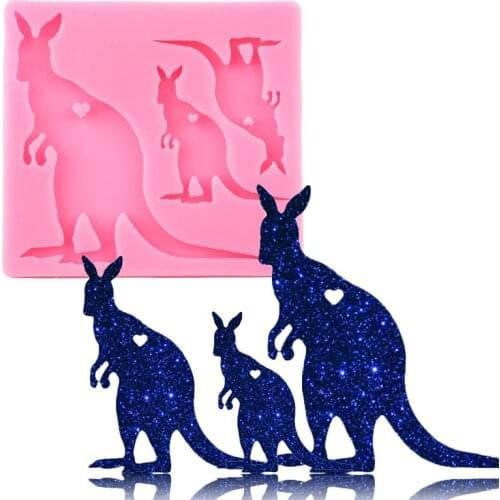 Super Glossy Kangaroo Family Silicone Mold Fashion Keychain Making Molds DIY Handmade Necklace Jewelry Epoxy Crafting Moulds