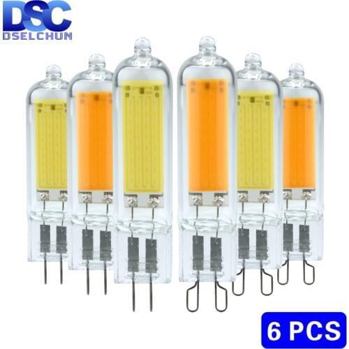 6pcs/lot 3W 6W G4 G9 LED Light Bulb 220V-240V AC COB Glass LED Lamp Replace 40W 60W Halogen Bulb for Fixture Chandelier Lighting