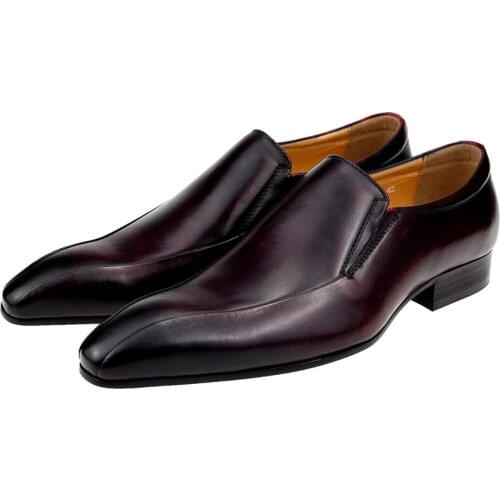 Men Formal Dress Shoe Genuine Leather Zapatos Social Shoes for Male Wedding Dress Sapato Loafer Oxford Pointed Toe Luxury Shoes