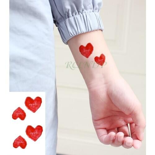 Waterproof Temporary Tattoo Sticker red heart love geometric patterns art tatto flash tatoo fake tattoos for girl men women kid