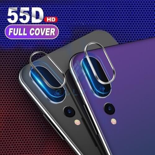 55D Camera Protector Glass For Huawei P20 P30 Pro Tempered Glass+Metal Lens Screen Protector Ring On Honor 20 20 Pro Full Cover