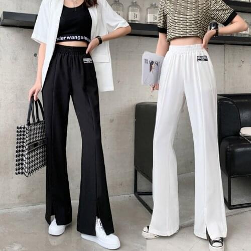 Office Ladies High Fashion Suit Pants with Split Leg for Korean 2021 Women Casual Clothing Girls High Waisted Trouser Streetwear