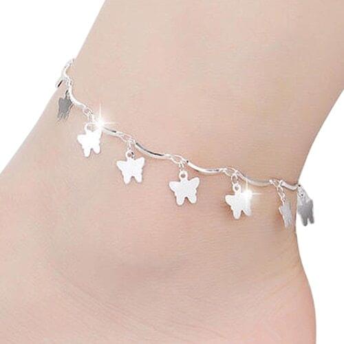 Bluelans Fashion Hot Fancy Stylish Womens Silver Plated Butterfly Stars Bell Charms Anklet Bracelet Foot C