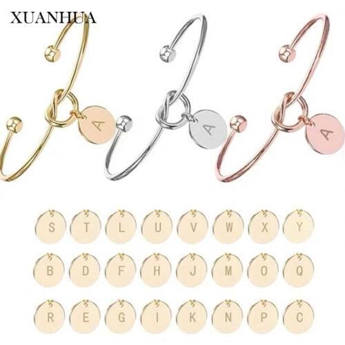 XUANHUA Letter Cuff Bracelets Bangles Adjustable Rose Gold Jewelry Accessories Stainless Steel Jewelry Woman Vogue 2019 charm