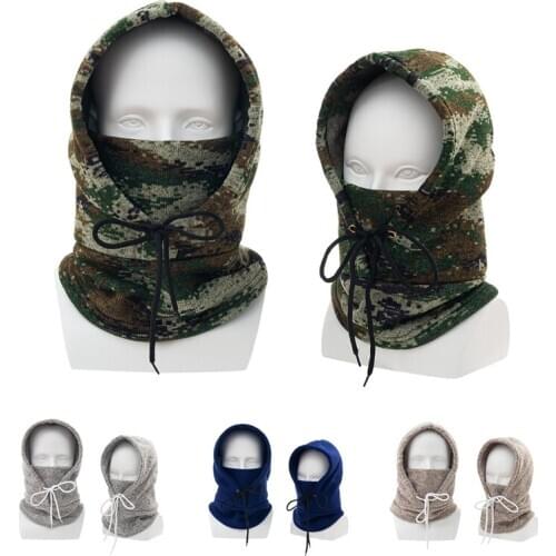 Winter Drawstring Windproof Cycling Caps Men Hood Thermal Fleece Balaclava Face Beanies Ski Bike Motorcycle Neck Warm Helmet Hat