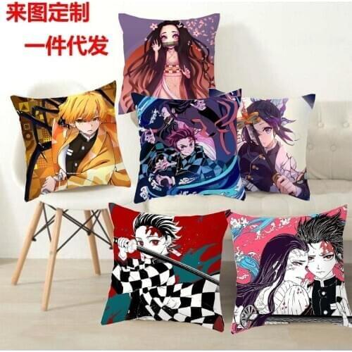 45*45CM No pillow core Anime Demon Slayer Kimetsu Kamado Nezuko Agatsuma Hashibira character pattern pillow case pillowcase Gift