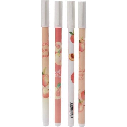 60 pcs/lot Kawaii Peach Gel Pen Cute 0.5mm black ink Neutral Pens School writing Supplies Promotional Gift