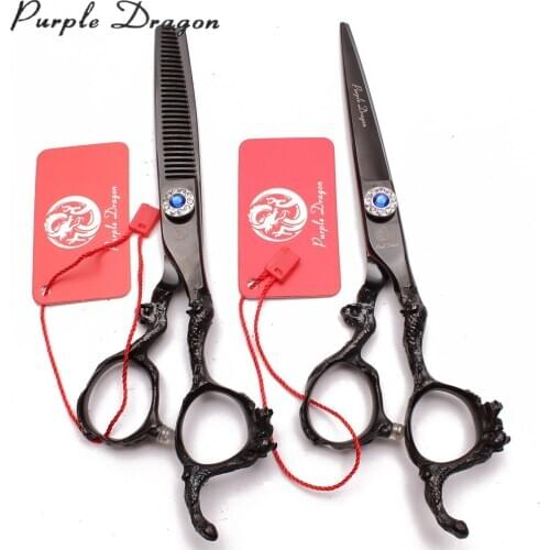 9003# 6.0" Black Color 440C Hairdressing Scissors Straight Shears Thinning Shears Professional Hair Scissors Salon Haicut Shears