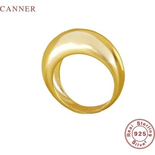 CANNER Bright Surface Versatile Simple Ring S925 Sterling Silver Luxury Fine Jewelry Rings For Women Anillos Wedding Bijoux