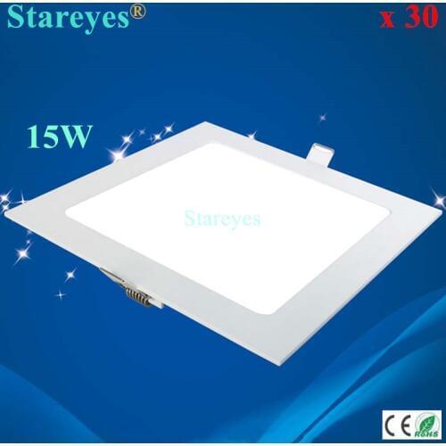 Free shipping 30 pcs Square LED panel light 15W AC85-265V 2835 SMD led ceiling light downlight bulb spotlight lamp lighting