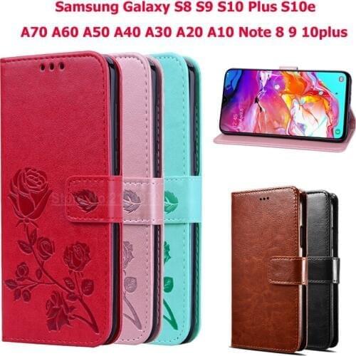 Flip Case For Samsung Galaxy S8 S9 S10 Plus S10e Galaxy A70 A60 A50 A40 A30 A20 A10 Note 8 9 10 plus Wallet Cover Coque Funda