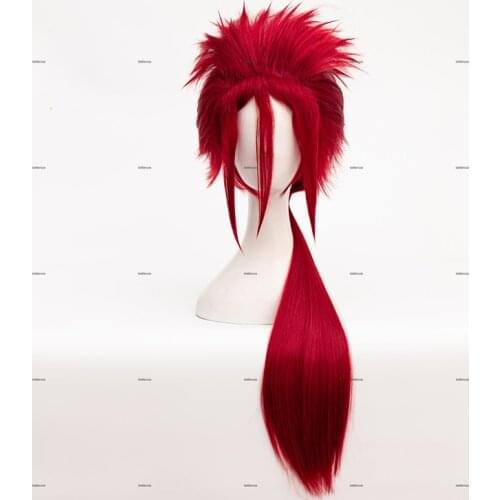 FF7 Final Fantasy VII FFVII Reno 75cm Red Long High Temperature Fiber Hair Cosplay Wig + Wig Cap