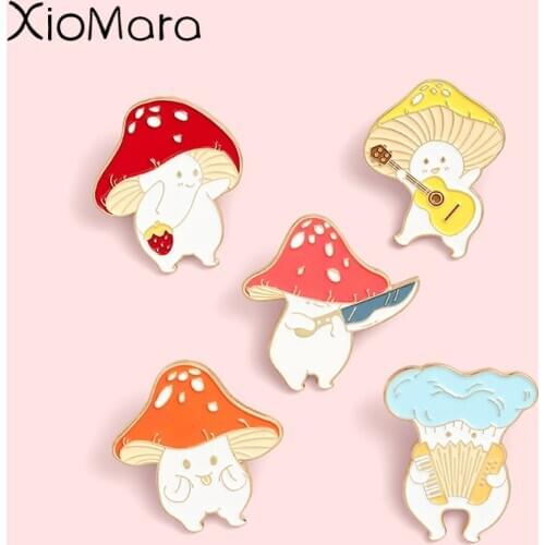 Mushroom Elf Family Enamel Pins Cute Fairy Tale Fashion Brooches Lapel Badges Wholesale Cartoon Pin Jewelry Gifts for Friends