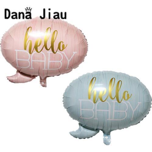 Hello Baby Shower Party Big Foil Balloon Kids 1th Birthday Party Decoration Pink Helium Ball Childrens Day Dialog