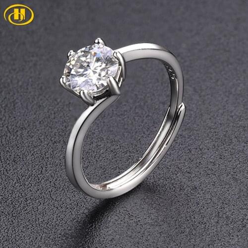 Hutang Solid 925 Sterling Silver Ring 6 Claw 1 Carat Moissanite Rings Special Style Fine Jewelry for Womens Anniversy Gift