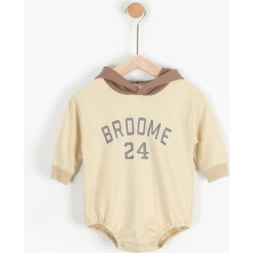 Baby Boy Hooded Sweatshirt Long Sleeve Rompers Autumn New Baby Clothes Toddler Boys Romper Coat Broome Letter Printed Jumpsuit
