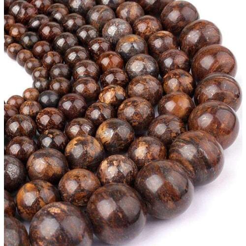 One strand 100% Natural Toffee Bar Bronzite Beads 4MM 6 MM 8MM 10MM 12MM Round Semi Gem Stone Jewelry Loose Beads 15.5"/Strand