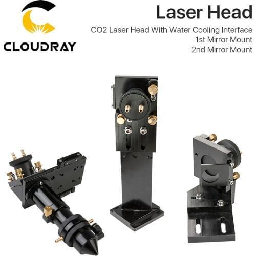 Cloudray CO2 Laser Head Set with Water Cooling Interface Mirror Dia. 30 / Lens Dia. 25 FL 63.5&101.6 Integrative Mount Holder
