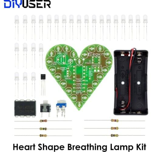DIY Kit Heart Shape Breathing Lamp Kit Breathing LED Suite Red White Blue Green Electronic Production for Learning laboratory