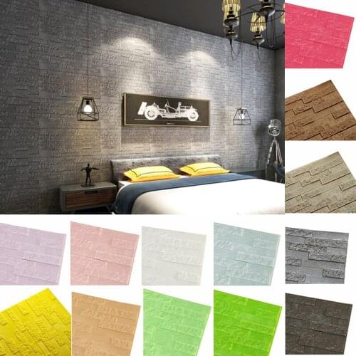 60*60cm Wall Stickers Self-Adhesive 3D DIY Brick Living Room Foam Waterproof Panels Wallpaper for Home TV Background Kids Decor