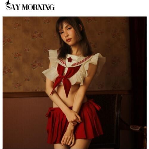 SAY MORNING 2020 New Sexy Underwear Student Clothing Bow Cosplay Role Play Set Pure Temptation Pleated Skirt Sexy Lingerie
