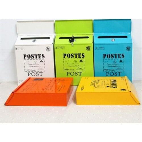 Mailbox 1 Piece American Style Creative Iron Sheet Wall Mounted With Lock