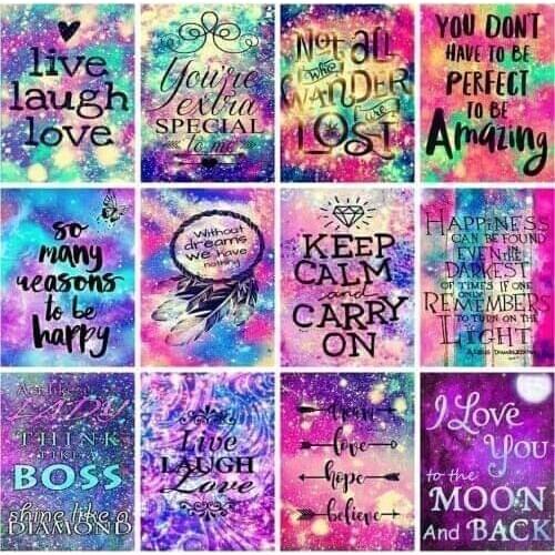 Full Square/Round Diamond Painting Text Kit 5D DIY Diamond Embroidery Mosaic Love Home Decorations