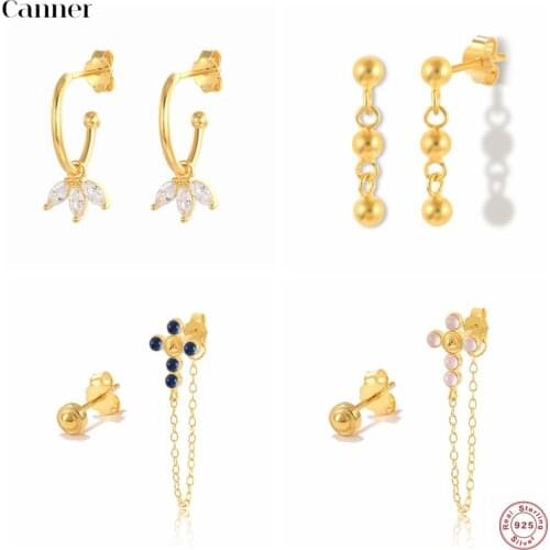 Canner Huggie Earrings For Women Sterling Silver Creative Star Evil Eye Zircon Earrings Piercing Jewelry pendientes plata 925 W5