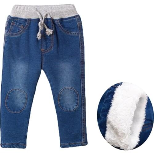 2019 New Warm pants Kids Cartoon Pant Fashion Boy Girl Jeans Winter Thickening Kids Denim Pants Baby Jean Infant Clothing 1-6Y