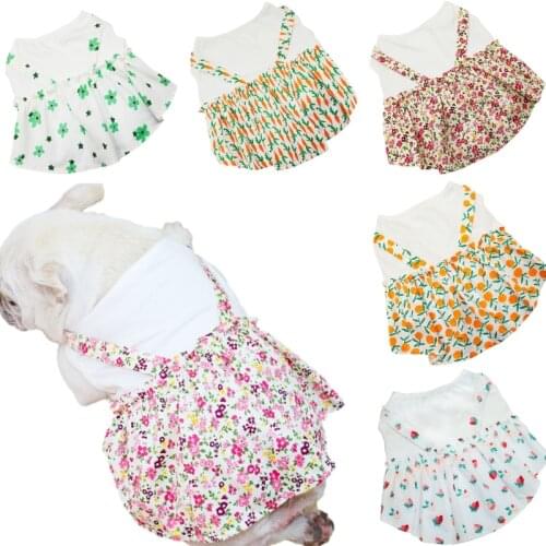Dog summer clothes Pet dress Cute Printed Dogs dresses french bulldog Pug costume Clothes for Small Dogs Outfits Ropa Perro