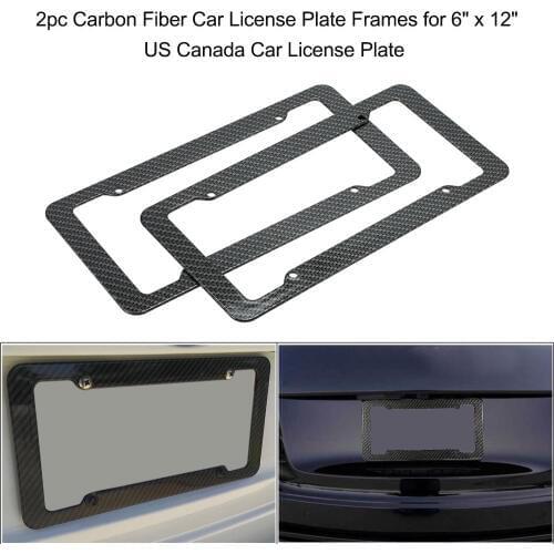 Car Styling 2pcs Carbon Fiber Car License Plate Frames for 6" x 12" US Canada Car License Plate