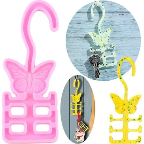 Super Glossy DIY Car Hanger Silicone Butterfly Hook Up Mold Storage Hook Hanger Epoxy Resin Molds Jewelry Making Keychain Moulds