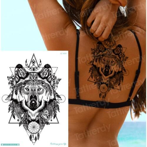 Wolf tattoo designs big sexy tatoo for woman temporary body tattoo back black fake tatoo large waterproof wolf temporary tattoos