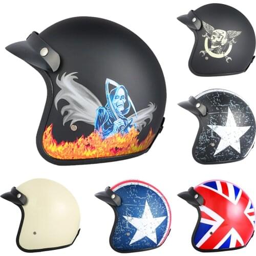 BLD Vintage Classic Motorcycle Jet Helmet High Quality Retro Cafe Racer Scooter Motorbike 3/4 Open Face Casco Moto Capacete DOT